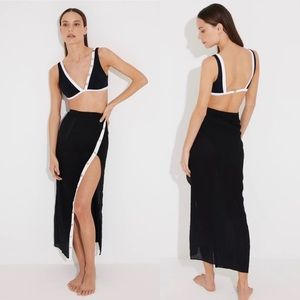 MOEVA | NWT! Pina Black/White Asymmetrical Skirt With Gold Buttons Size: Medium